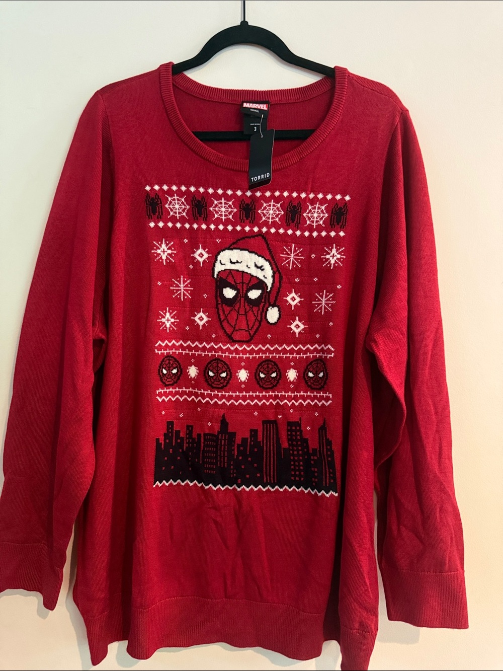 NWT TORRID SPIDER MAN UGLY CHRISTMAS SWEATER MARVEL HOLIDAY PLUS SIZE 3